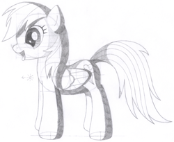 Size: 1648x1352 | Tagged: safe, artist:aafh, derpibooru import, rainbow dash, pegasus, pony, monochrome, solo, traditional art