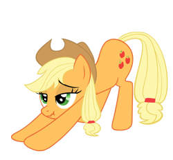 Size: 2000x1854 | Tagged: safe, applejack, earth pony, pony, iwtcird, meme, scrunchy face, simple background, solo, stretching, transparent background, vector