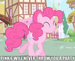 Size: 933x764 | Tagged: safe, pinkie pie, earth pony, pony, female, image macro, mare, party, pink coat, pink mane, solo