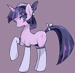 Size: 1020x1000 | Tagged: safe, artist:moyamoya kuroi, derpibooru import, twilight sparkle, clothes, pixiv, stockings, tail bow