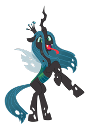 Size: 1392x2050 | Tagged: safe, artist:bowsaremyfriends, derpibooru import, queen chrysalis, changeling, changeling queen, female, long tongue, looking at you, narrowed eyes, open mouth, rearing, simple background, solo, spread wings, tongue out, transparent background, wings