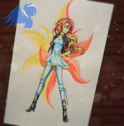 Size: 3216x3264 | Tagged: safe, artist:shiveringcanvas, sunset shimmer, equestria girls, solo, traditional art