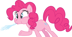 Size: 6000x3130 | Tagged: safe, artist:masem, pinkie pie, earth pony, pony, absurd resolution, simple background, solo, spit take, transparent background, underhoof, vector