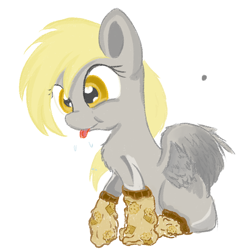 Size: 788x831 | Tagged: artist needed, safe, derpy hooves, pegasus, pony, clothes, cute, diabetes, female, mare, raspberry, socks, solo