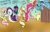 Size: 1024x655 | Tagged: safe, artist:yourfavoritelove, derpibooru import, applejack, derpy hooves, fluttershy, pinkie pie, rainbow dash, rarity, twilight sparkle, earth pony, pegasus, pony, unicorn, book, covering crotch, crying, desperation, mane six, marshmelodrama, missing cutie mark, need to pee, omorashi, outhouse, potty dance, potty emergency, potty time, sweat, trotting in place