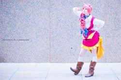 Size: 960x639 | Tagged: safe, artist:kikala, pinkie pie, human, clothes, cosplay, dress, gala dress, irl, irl human, photo, solo