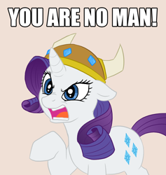 Size: 820x866 | Tagged: safe, artist:apple-707, artist:c0nker, rarity, pony, unicorn, helmet, image macro, solo, viking