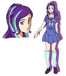 Size: 1013x1158 | Tagged: safe, artist:mikotonui, artist:noerusan, starlight glimmer, human, clothes, diamond is unbreakable, humanized, humanoid, jjba, jojo's bizarre adventure, school uniform, solo, yukako yamagishi