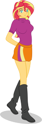 Size: 3425x10113 | Tagged: safe, artist:owlisun, sunset shimmer, equestria girls, absurd resolution, boots, clothes, looking at you, simple background, smiling, solo, transparent background, vector