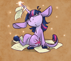 Size: 860x731 | Tagged: safe, artist:ponygoggles, derpibooru import, twilight sparkle, classical unicorn, leonine tail, scroll