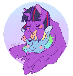 Size: 676x703 | Tagged: safe, artist:mazuuur, derpibooru import, rainbow dash, twilight sparkle, twilight sparkle (alicorn), alicorn, pegasus, pony, blushing, cute, female, hug, lesbian, shipping, simple background, transparent background, twidash, winghug