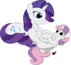 Size: 936x854 | Tagged: safe, artist:setonlr, rarity, sweetie belle, pony, unicorn, female, filly, horn, mare, siblings, sisters, tickling