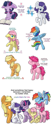 Size: 1024x2483 | Tagged: safe, artist:rue-willings, derpibooru import, applejack, fluttershy, pinkie pie, rainbow dash, rarity, twilight sparkle, earth pony, pegasus, pony, unicorn, alternate hairstyle, blank flank, comic, mane six, misspelling, motivational, sad