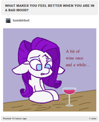 Size: 510x629 | Tagged: safe, artist:ruthietammy, rarity, pony, unicorn, broken horn, tumblr, wine