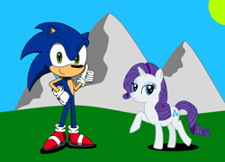 Size: 1800x1300 | Tagged: safe, artist:shadow051, rarity, pony, unicorn, crossover, crossover shipping, female, interspecies, love, male, rarisonic, shipping, sonic the hedgehog, sonic the hedgehog (series), straight