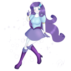 Size: 1600x1600 | Tagged: safe, artist:robynne, rarity, equestria girls, humanized, magical girl, solo