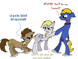 Size: 872x661 | Tagged: safe, artist:insanelyadd, derpy hooves, doctor whooves, perfect pace, pegasus, pony, female, mare, the master