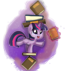 Size: 5587x6104 | Tagged: safe, artist:pridark, derpibooru import, twilight sparkle, pony, unicorn, absurd resolution, balance, balancing, book, cute, filly, filly twilight sparkle, happy, simple background, smiling, solo, transparent background, twiabetes