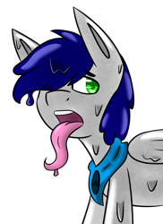 Size: 1863x2555 | Tagged: safe, artist:askhypnoswirl, derpibooru import, oc, oc only, oc:waterpony, goo, goo pony, original species, pegasus, bandana, long tongue, open mouth, simple background, solo, tongue out, transparent background