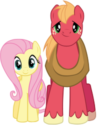 Size: 3328x4287 | Tagged: safe, artist:bobthelurker, big macintosh, fluttershy, earth pony, pegasus, pony, fluttermac, looking at you, male, shipping, smiling, stallion, straight