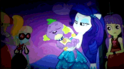 Size: 720x401 | Tagged: safe, cloud kicker, photo finish, rarity, spike, starlight, equestria girls, equestria girls (movie), animated, background human, derpy feet, tenso