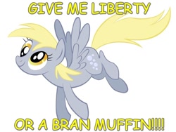 Size: 900x675 | Tagged: safe, artist:stormius, derpy hooves, pegasus, pony, comic sans, female, give me liberty or give me death, mare, muffin, simple background, vector, white background, whose line is it anyway