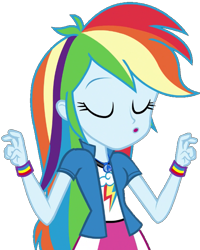 Size: 563x703 | Tagged: safe, artist:fella, derpibooru import, rainbow dash, equestria girls, movie magic, spoiler:eqg specials, eyes closed, female, geode of super speed, jewelry, magical geodes, pendant, simple background, solo, transparent background, wristband