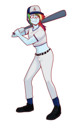 Size: 701x1033 | Tagged: safe, artist:fj-c, derpibooru import, rainbow dash, equestria girls, baseball, baseball bat, baseball cap, belly button, cap, clothes, hat, midriff, new york yankees, short shirt, simple background, sports, transparent background