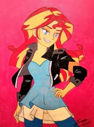 Size: 707x960 | Tagged: safe, artist:lucaspratt, sunset shimmer, equestria girls, friendship games, painting, solo, traditional art