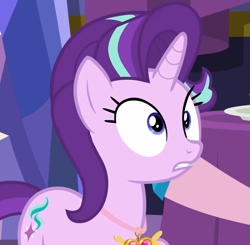 Size: 777x763 | Tagged: safe, screencap, starlight glimmer, pony, celestial advice, cute, equestrian pink heart of courage, solo, twilight's castle