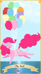 Size: 450x800 | Tagged: safe, artist:malrai, pinkie pie, earth pony, pony, balloon, tarot card, then watch her balloons lift her up to the sky