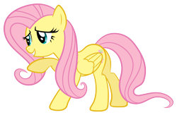 Size: 15359x10000 | Tagged: safe, artist:proenix, fluttershy, pegasus, pony, absurd resolution, raised hoof, simple background, smiling, solo, transparent background, vector