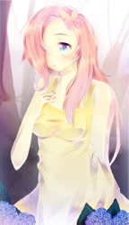 Size: 500x871 | Tagged: safe, artist:jadelaunders, fluttershy, clothes, dress, humanized