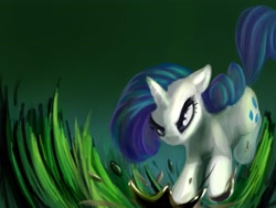 Size: 3200x2400 | Tagged: safe, artist:sokolas, rarity, pony, unicorn, action pose, floppy ears, frown, glare, grass, mud, running, solo, splash, splashing, water