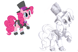 Size: 1853x1235 | Tagged: safe, pinkie pie, earth pony, pony, clothes, female, mare, pink coat, pink mane, solo, suit