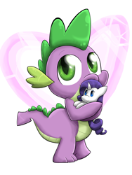 Size: 2736x3632 | Tagged: safe, artist:mordecairigbylover, rarity, spike, dragon, pony, unicorn, female, heart, hilarious in hindsight, male, plushie, rarity plushie, shipping, solo, sparity, straight