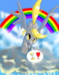 Size: 1179x1500 | Tagged: safe, derpy hooves, pegasus, pony, cloud, cloudy, flying, pictogram, rainbow, solo