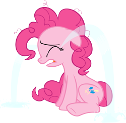 Size: 4082x4000 | Tagged: safe, artist:stardustxiii, pinkie pie, earth pony, pony, baby cakes, crying, floppy ears, messy mane, ocular gushers, pinkie cry, sad, simple background, sitting, solo, transparent background, vector