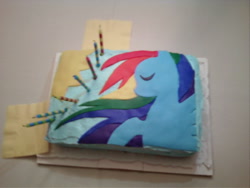 Size: 320x240 | Tagged: safe, artist:cptmcmuffinz, derpibooru import, rainbow dash, cake, candle, craft, food, irl, photo, solo