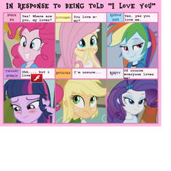 Size: 1044x1043 | Tagged: safe, derpibooru import, applejack, fluttershy, pinkie pie, rainbow dash, rarity, twilight sparkle, equestria girls, adobe flash, blushing, mane six