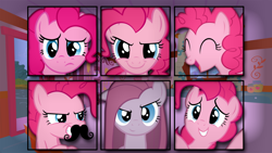 Size: 1920x1080 | Tagged: safe, artist:overmare, pinkie pie, earth pony, pony, collage, pinkamena diane pie, vector, wallpaper