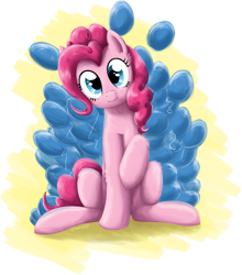 Size: 1617x1836 | Tagged: safe, artist:otakuap, pinkie pie, earth pony, pony, balloon, female, mare, pink coat, pink mane, solo