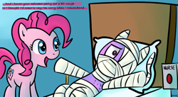 Size: 845x464 | Tagged: safe, artist:nasse, bandage pony, pinkie pie, rough tumble, earth pony, pony, bandy