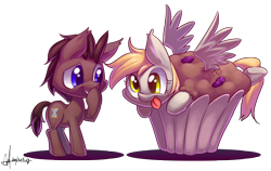 Size: 3680x2322 | Tagged: safe, artist:jggjqm522, derpy hooves, doctor whooves, pegasus, pony, cute, female, happy, mare, muffin, tongue out