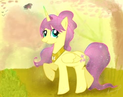 Size: 2263x1789 | Tagged: safe, artist:dmackenzie, fluttershy, alicorn, pony, alicornified, fluttercorn, race swap, solo