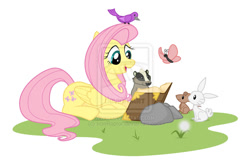 Size: 900x594 | Tagged: safe, artist:ironraptor, fluttershy, pegasus, pony, animal, female, mare, watermark