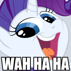 Size: 894x894 | Tagged: safe, rarity, pony, unicorn, image macro, smeel, solo, wahaha