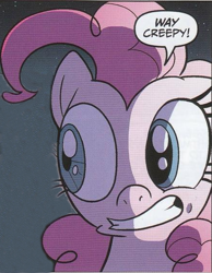 Size: 440x567 | Tagged: safe, idw, pinkie pie, earth pony, pony, spoiler:comic, reaction image, scared