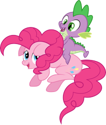 Size: 3000x3544 | Tagged: safe, artist:sulyo, pinkie pie, spike, dragon, earth pony, pony, riding, rodeo, simple background, transparent background, vector