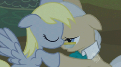 Size: 800x447 | Tagged: safe, screencap, derpy hooves, mayor mare, pegasus, pony, lesson zero, female, glasses, hub logo, imminent kissing, mare, out of context